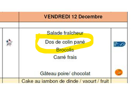 Menu cantine Ensuès La Redonne